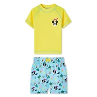 Maillot de bain 2 pièces avec haut anti-UV Mickey Mouse pour petits garçons