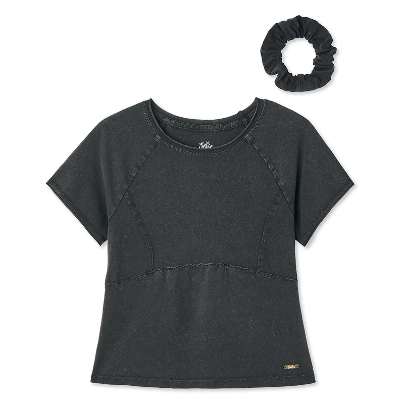 Ensemble 2 pièces avec haut délavé à coutures Justice pour filles Tailles TP–TG
