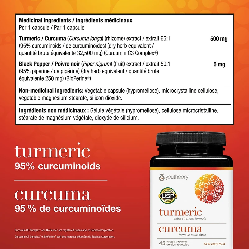 Youtheory Curcuma Formule Extra Forte 60 gélules végétales
