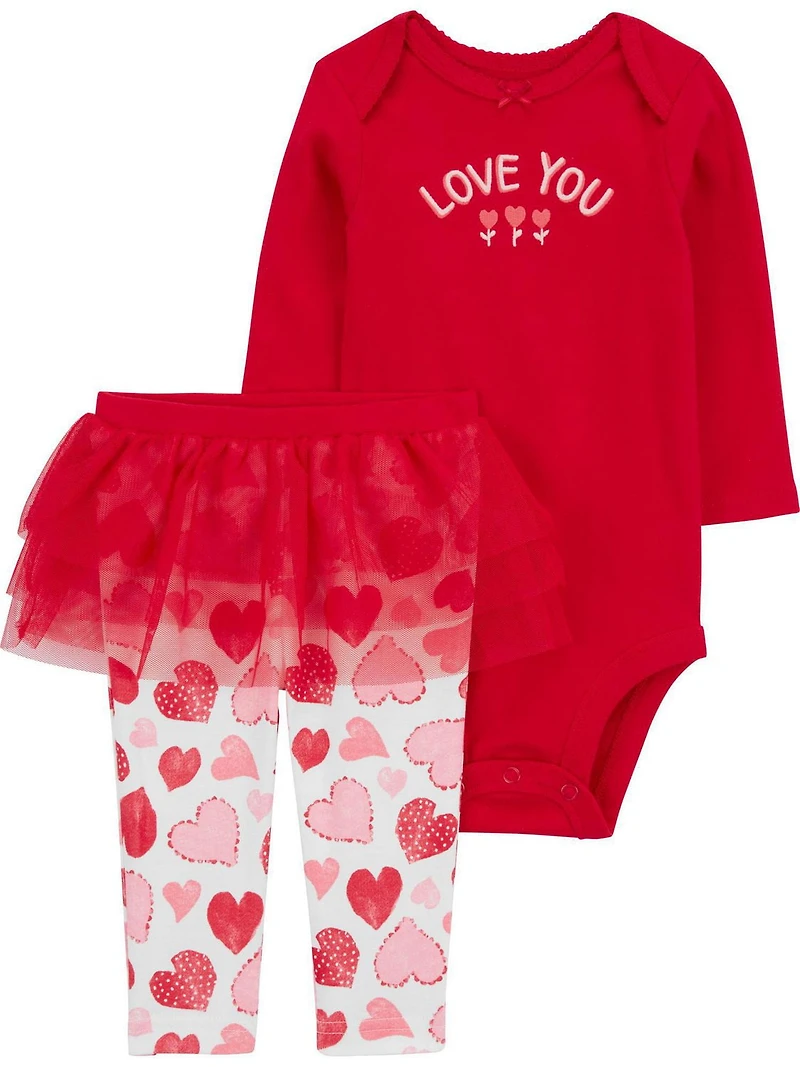 Carter's Child of Mine Ensemble pantalon et body tutu en forme de cœur rouge pour bébé fille, ensemble 2 pièces