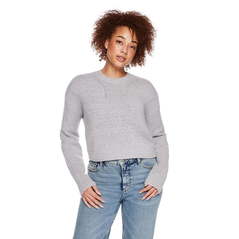 Chandail écourté à encolure ras du cou George pour femmes Tailles TP–TTG