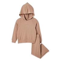 Ensemble 2 pièces avec haut à capuchon en tricot hacci George pour petites filles Tailles 2T-5T
