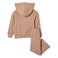 Ensemble 2 pièces avec haut à capuchon en tricot hacci George pour petites filles Tailles 2T-5T