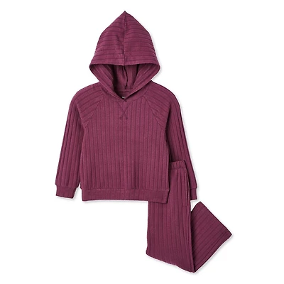 Ensemble 2 pièces avec haut à capuchon en tricot hacci George pour petites filles Tailles 2T-5T