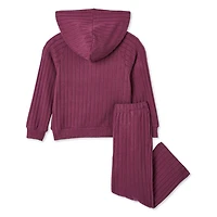 Ensemble 2 pièces avec haut à capuchon en tricot hacci George pour petites filles Tailles 2T-5T