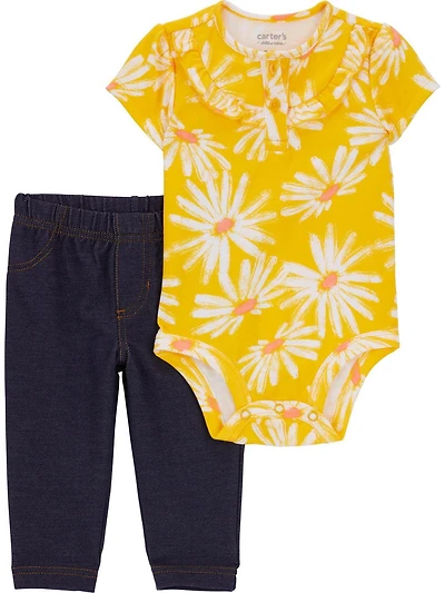 Carter's Child of Mine Newborn girls 2pc set - Gold Floral