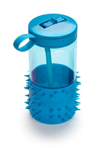 Bouteille d'eau recouverte de pics pour enfants avec paille et poignée