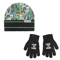 Minecraft Time To Mine Beanie Hat And Gloves Set, Minecraft