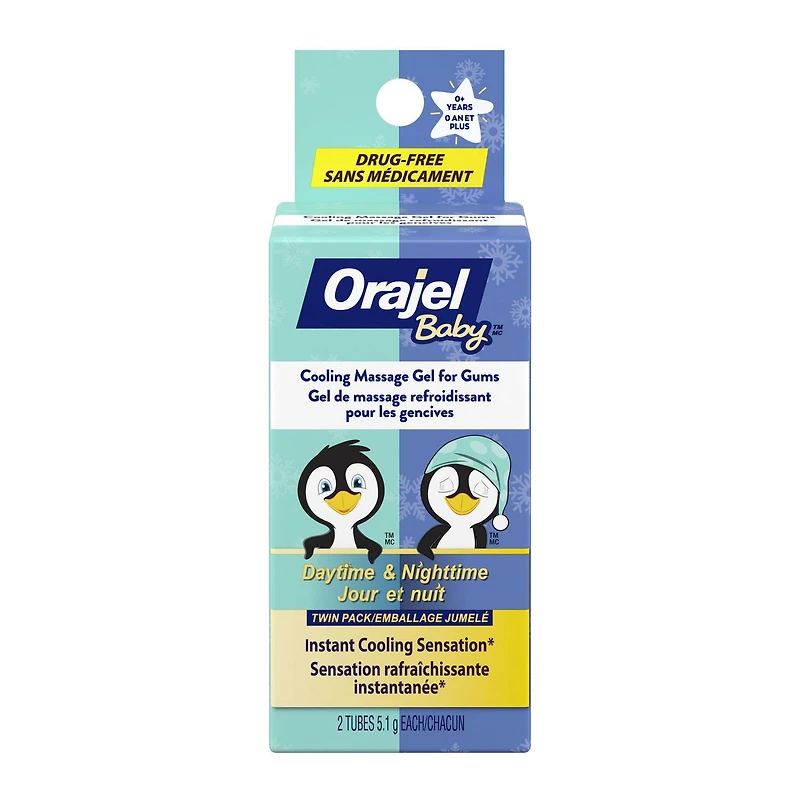 Baby Orajel Cooling Gels for Teething, Daytime & Nightime Twin Pack, Twin Pack, Daytime & Nightime Gels