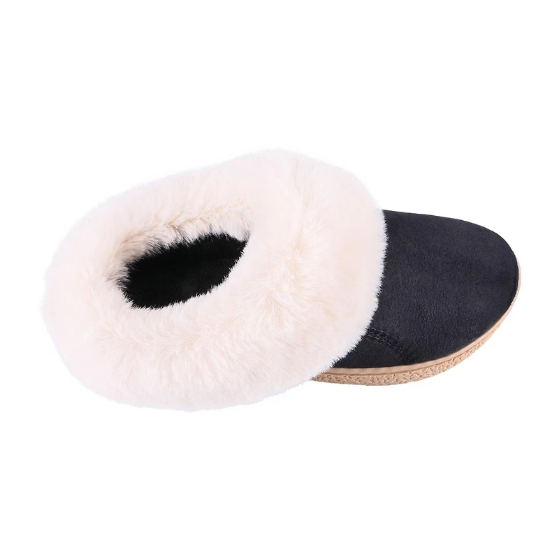 Isotoner® Women's Blake Mircosuede Hoodback with Faux Fur Cuff Slippers, Sizes from Small to Extra Large