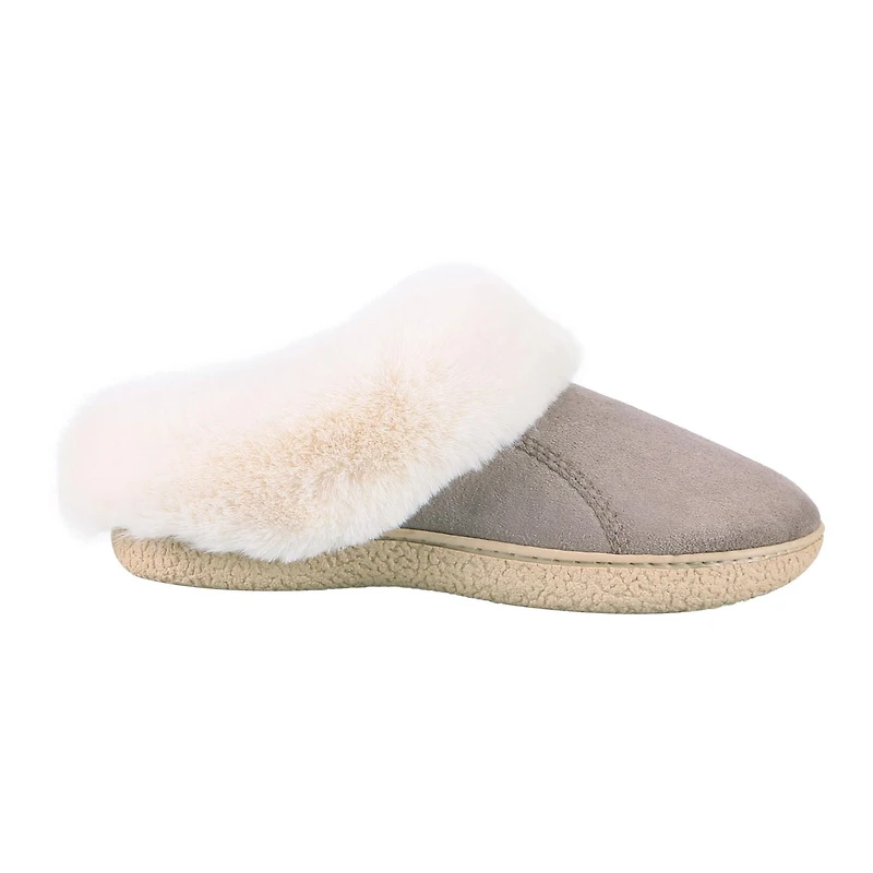 Isotoner® Women's Blake Mircosuede Hoodback with Faux Fur Cuff Slippers