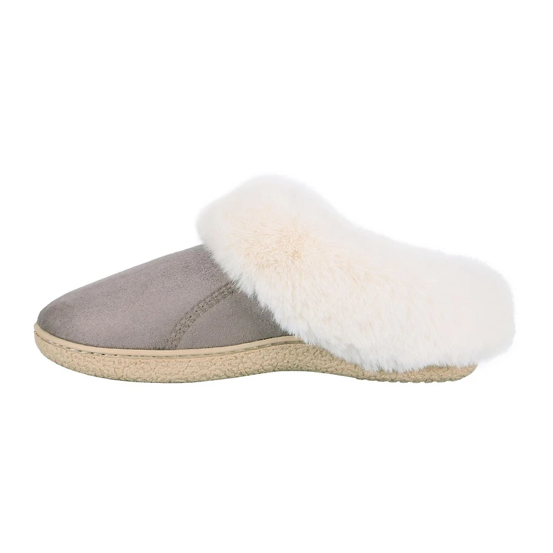 Isotoner® Women's Blake Mircosuede Hoodback with Faux Fur Cuff Slippers