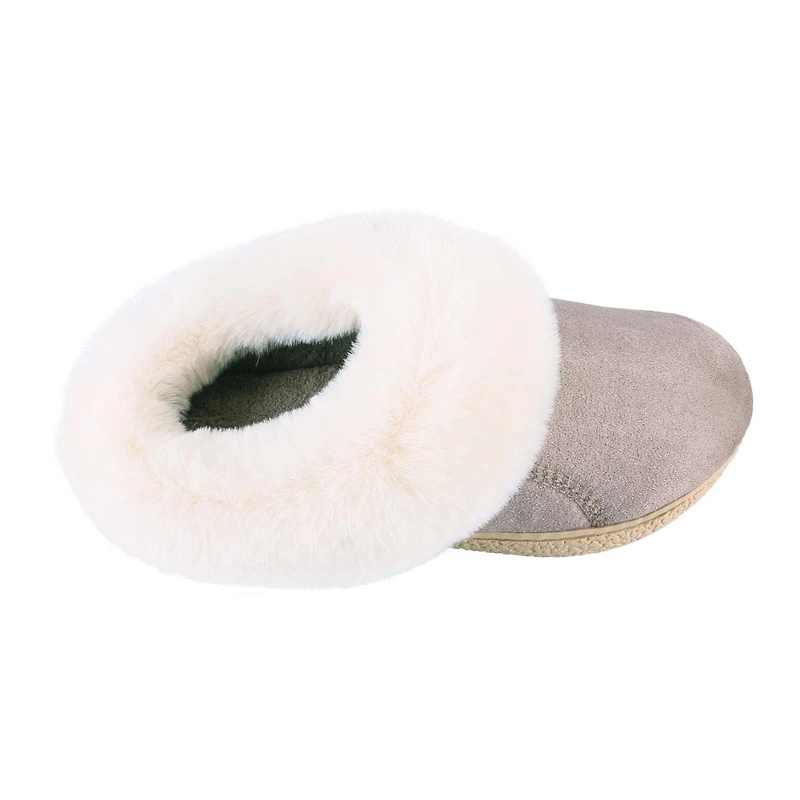 Isotoner® Women's Blake Mircosuede Hoodback with Faux Fur Cuff Slippers
