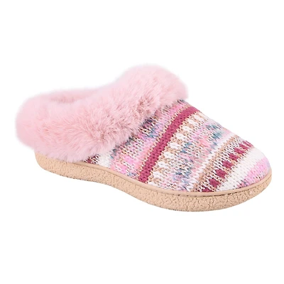Pantoufles à capuche IsotonerMD Zara en tricot Lurex avec revers en fausse fourrure pour femmes