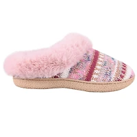 Pantoufles à capuche IsotonerMD Zara en tricot Lurex avec revers en fausse fourrure pour femmes