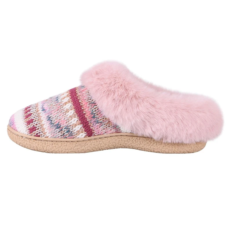 Pantoufles à capuche IsotonerMD Zara en tricot Lurex avec revers en fausse fourrure pour femmes