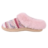 Pantoufles à capuche IsotonerMD Zara en tricot Lurex avec revers en fausse fourrure pour femmes