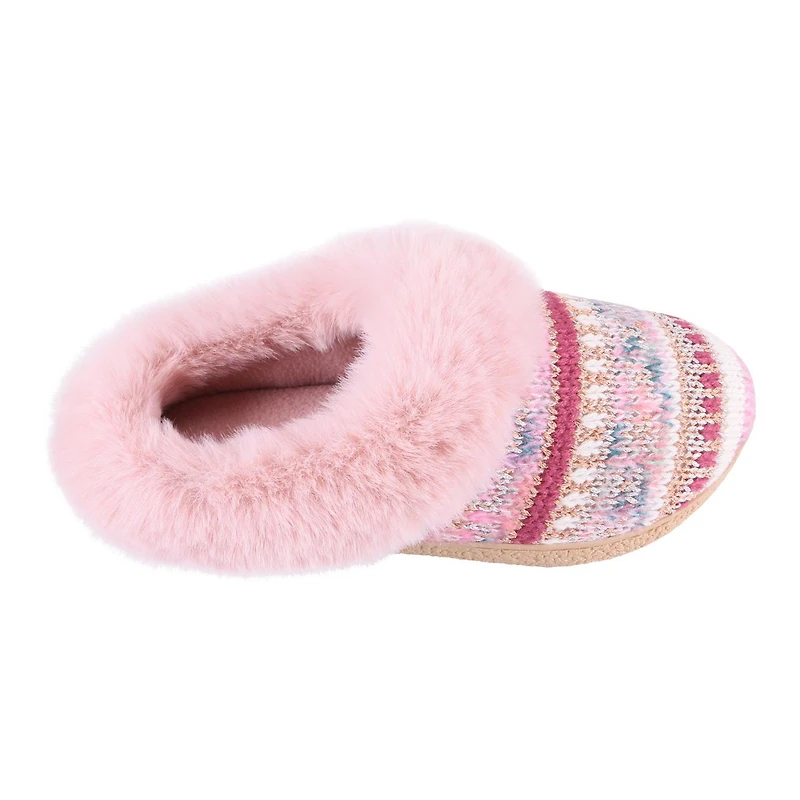 Pantoufles à capuche IsotonerMD Zara en tricot Lurex avec revers en fausse fourrure pour femmes