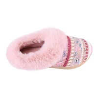 Pantoufles à capuche IsotonerMD Zara en tricot Lurex avec revers en fausse fourrure pour femmes