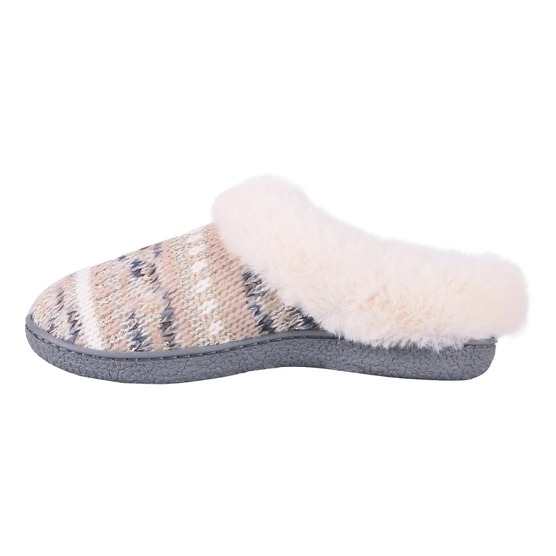 Isotoner® Women's Zara Lurex Knit Hoodback with Faux Fur Cuff, Sizes from Small to Extra Large