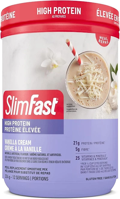 Mélange pour substitut de repas créme à la vanille élevé en protéine Smoothie Coupe la faim Nutrition avancée de SlimFast 312g