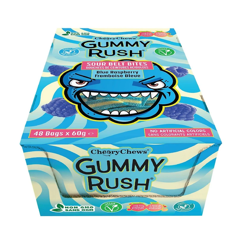 Gummy Rush Sour Belt Bites - Blue Raspberry 60g