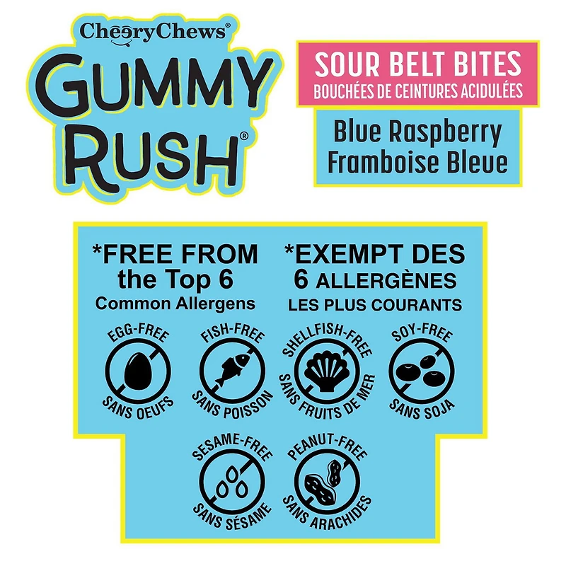 Gummy Rush Sour Belt Bites - Blue Raspberry 60g