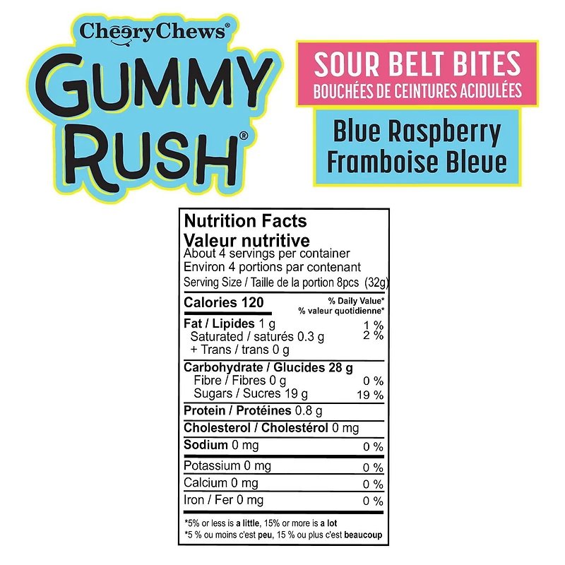 Gummy Rush Sour Belt Bites - Blue Raspberry 60g