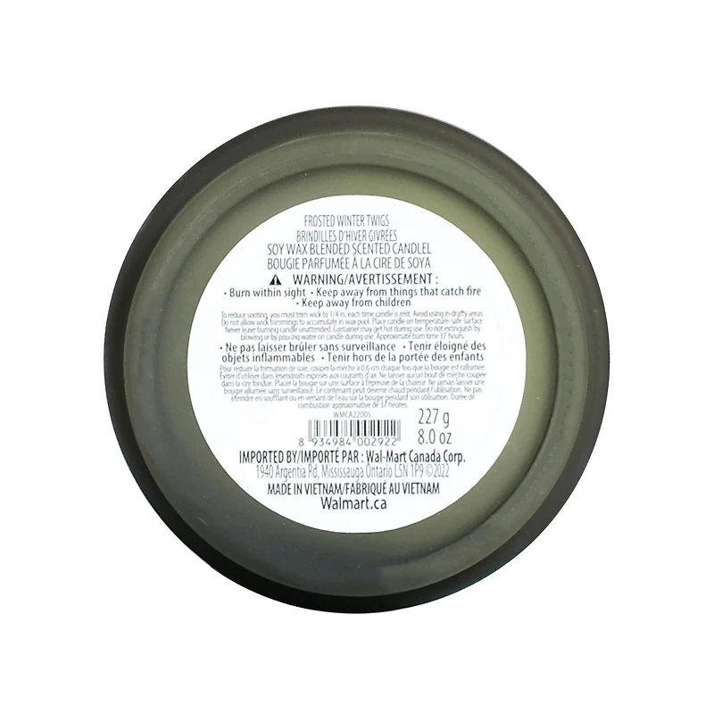 8oz Brindilles d’hiver givrées Soy Wax Blended Scented Candle