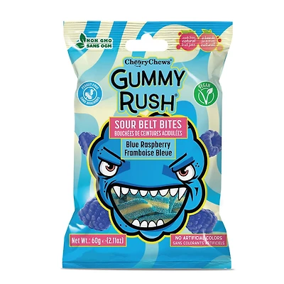 Gummy Rush Sour Belt Bites - Blue Raspberry 60g