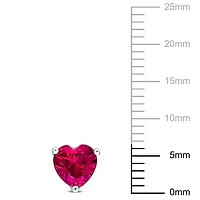 Miabella Created Ruby Solitaire Heart Stud Earrings in Sterling Silver