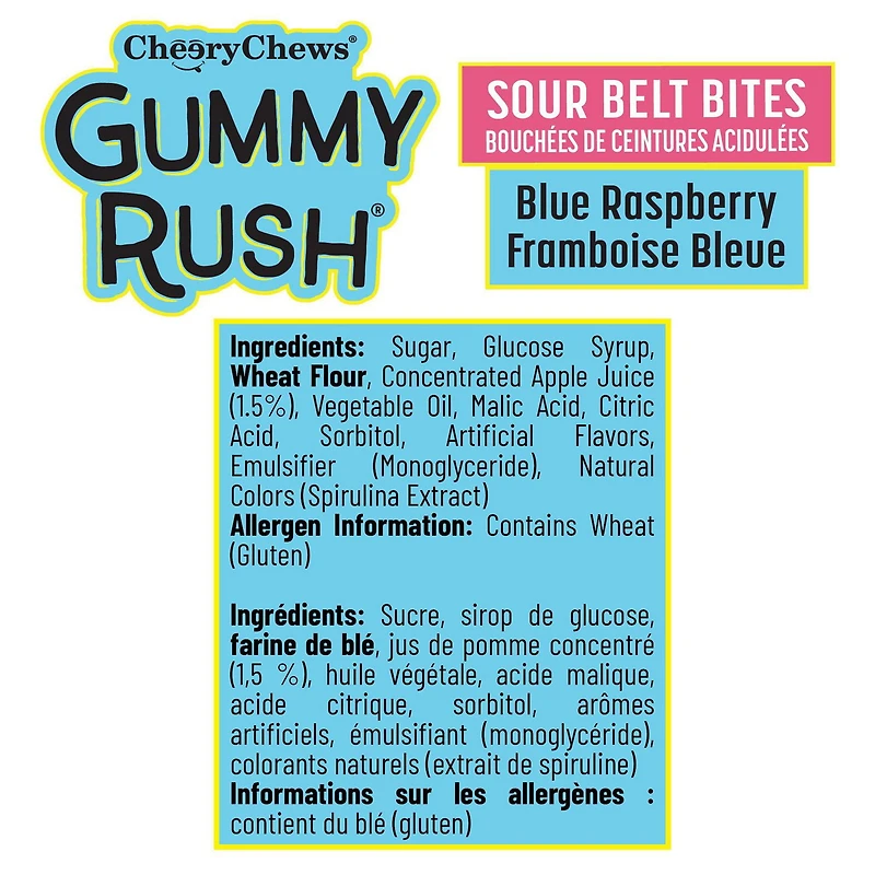 Gummy Rush Sour Belt Bites - Blue Raspberry 60g