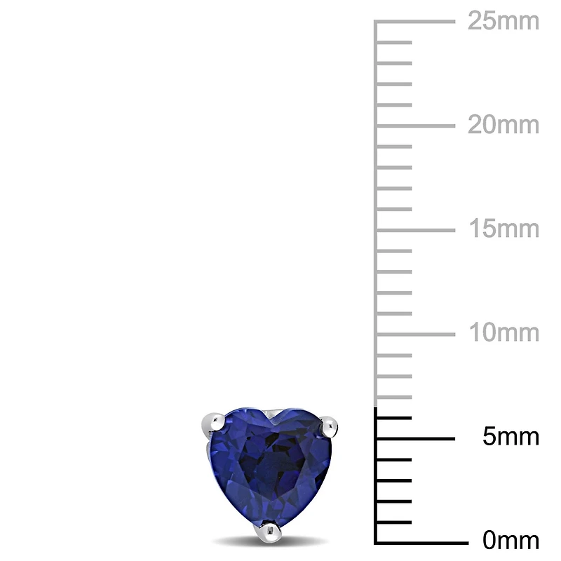 Miabella Created Blue Sapphire Solitaire Heart Stud Earrings in Sterling Silver
