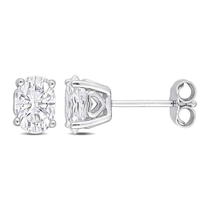 Boucles d'oreilles Miabella à Solitaire Ovale Saphir Blanc Synthétique en Argent Sterling