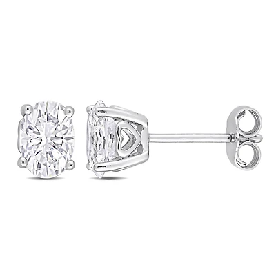 Boucles d'oreilles Miabella à Solitaire Ovale Saphir Blanc Synthétique en Argent Sterling
