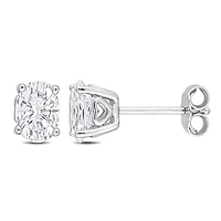 Boucles d'oreilles Miabella à Solitaire Ovale Saphir Blanc Synthétique en Argent Sterling
