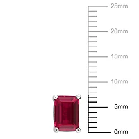 Miabella Emerald-Cut Created Ruby Solitaire Stud Earrings in Sterling Silver