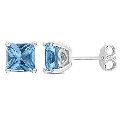 Boucles d'oreilles Miabella à Solitaire Spinelle Synthétique de coupe-princesse en Argent Sterling