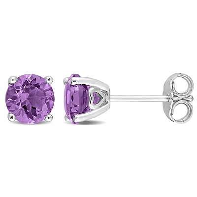 Miabella Amethyst Solitaire Stud Earrings in Sterling Silver