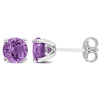 Miabella Amethyst Solitaire Stud Earrings in Sterling Silver