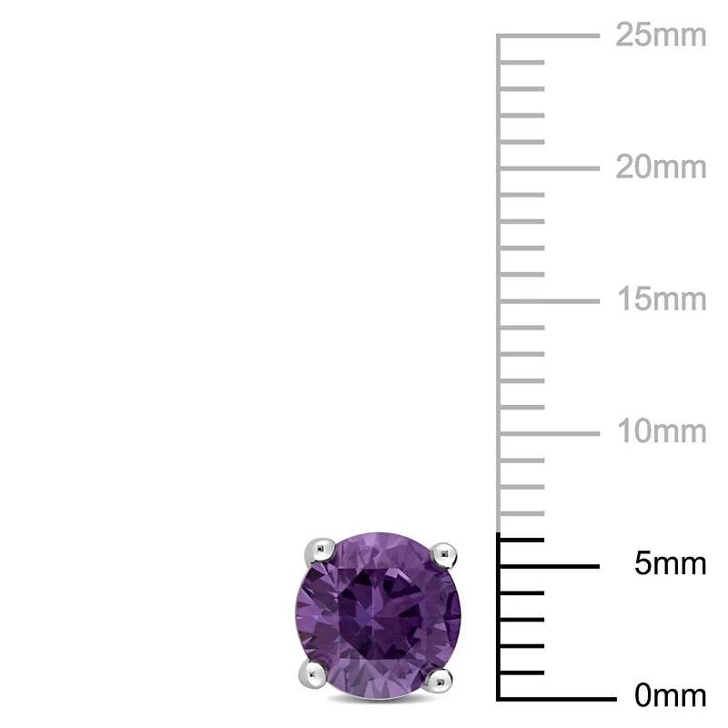 Miabella Simulated Alexandrite Solitaire Stud Earrings in Sterling Silver