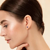 Miabella Simulated Alexandrite Solitaire Stud Earrings in Sterling Silver