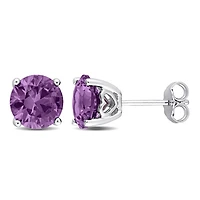 Miabella Simulated Alexandrite Solitaire Stud Earrings in Sterling Silver