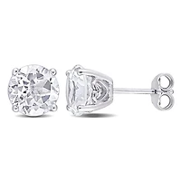 Miabella White Topaz Solitaire Stud Earrings in Sterling Silver