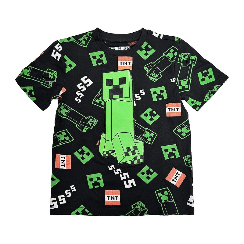 Minecraft Boys Creeper Everywhere Short Sleeve T-Shirt