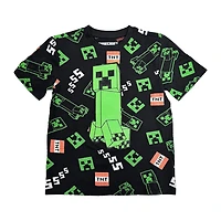 Minecraft Boys Creeper Everywhere Short Sleeve T-Shirt