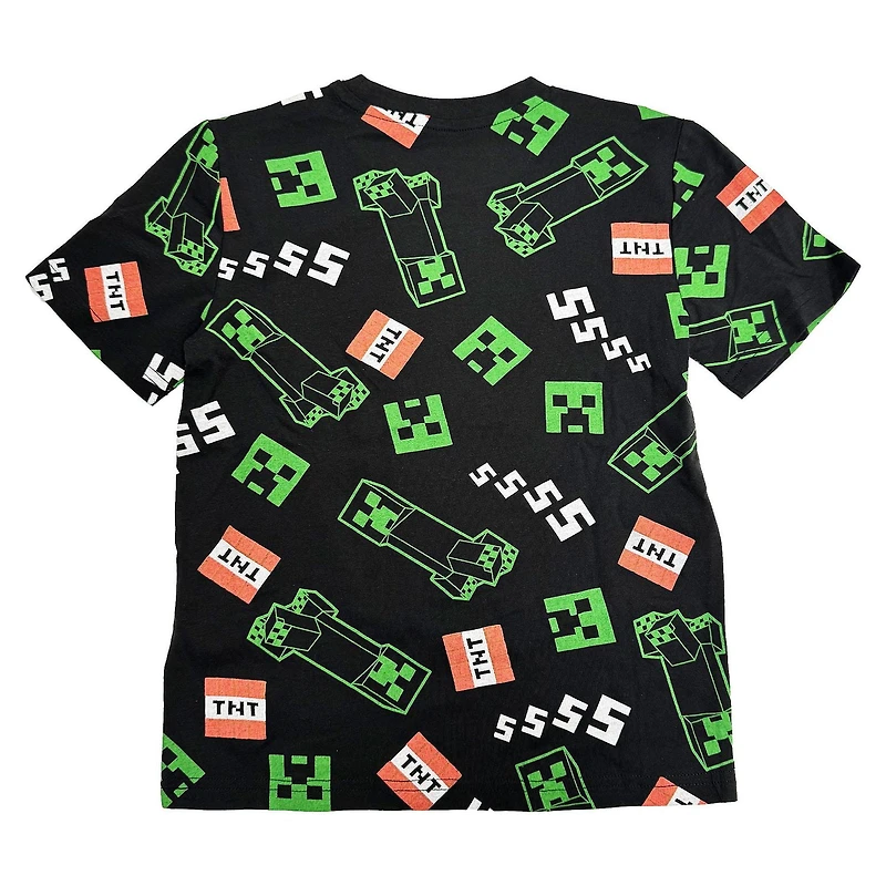 Minecraft Boys Creeper Everywhere Short Sleeve T-Shirt