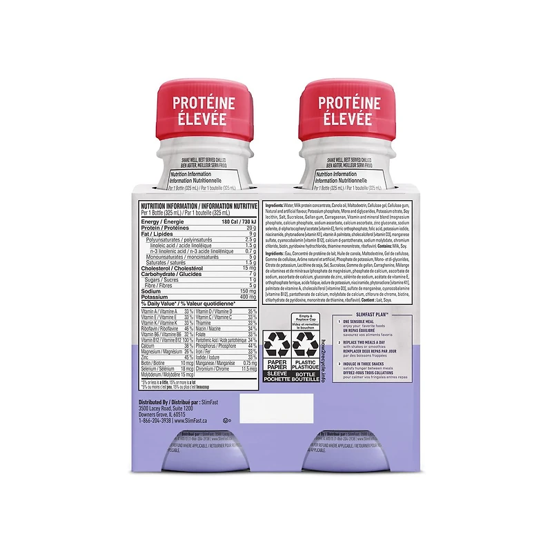 SlimFast Advanced Nutrition High Protein Vanilla Cream Meal Replacement Shake, 4 x 325ml