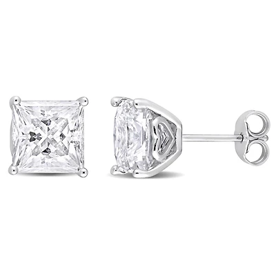 Boucles d'oreilles Miabella à Solitaire Moissanite de coupe-princesse en Argent Sterling