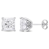 Boucles d'oreilles Miabella à Solitaire Moissanite de coupe-princesse en Argent Sterling